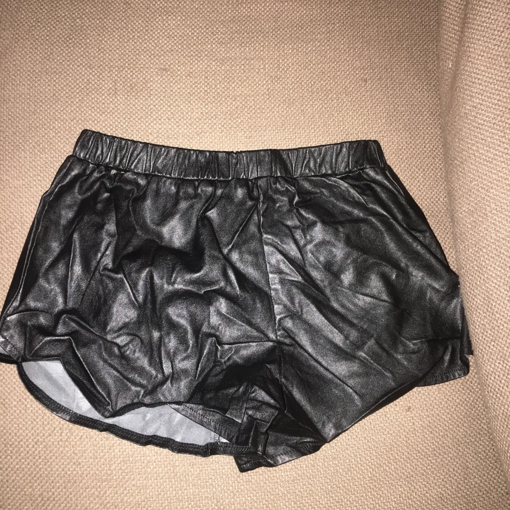 Faux leather women shorts